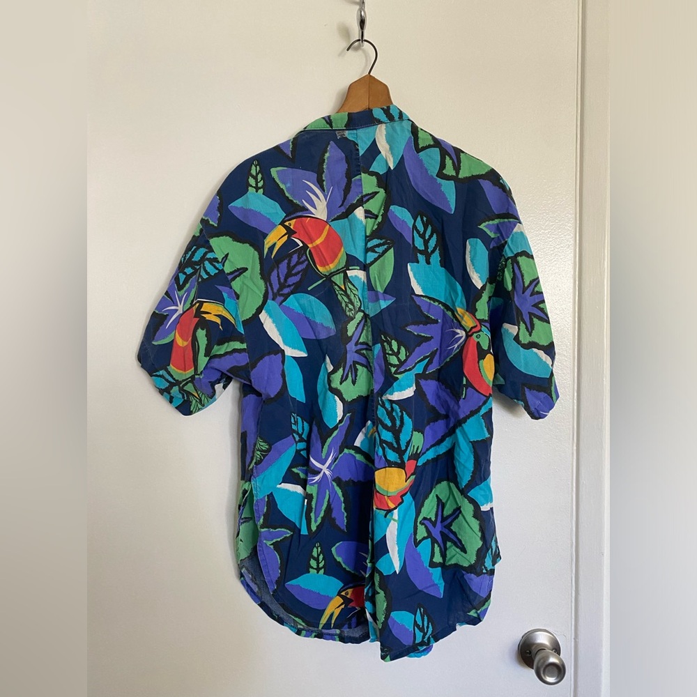 Tropical Print Casual Button Down Shirt, Men's Size Large #113 - Picture 3 of 5